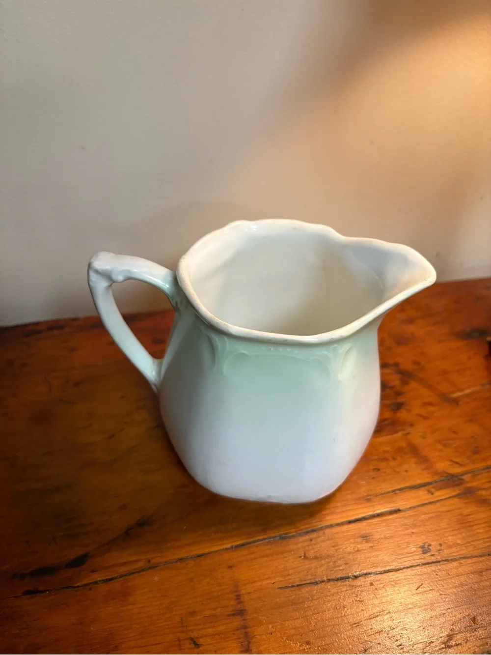 Antique German Porcelain Pitcher Transferware Monk Playing Violin